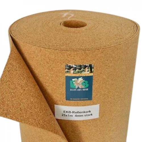 EKB roll cork for cork pinboard 25 x 1m 4mm thick