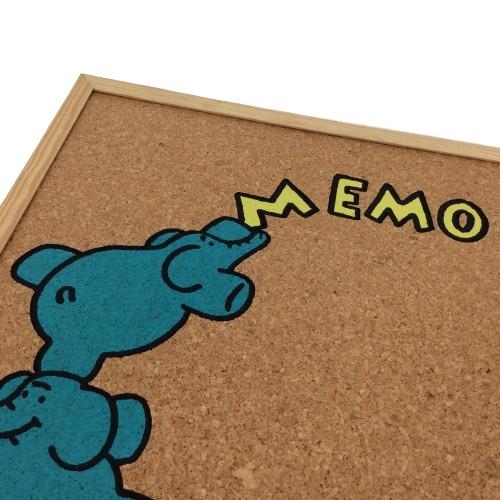 Cork pinboard with funny elephant acrobatics wooden frame 600x400mm