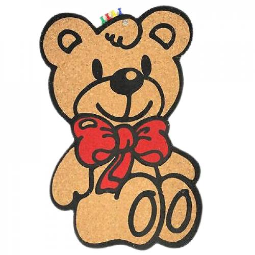 Cork pinboard bear with pinns two colors printed