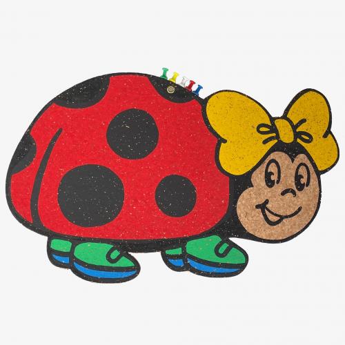 Natural cork pin board ladybug including pins 42x27cm